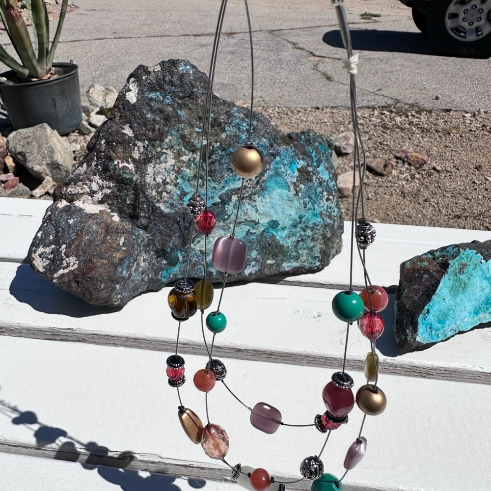 Signed Lia Sophia Multicolor Beaded Necklace 3 Strand